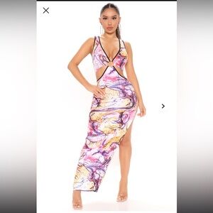 Fashion Nova Multicolor Asymmetrical Dress